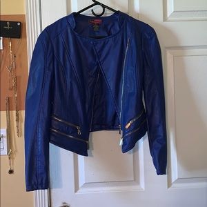 Blue faux leather jacket